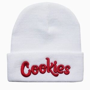 MEN'S Cookies Original LOGO Winter Knitted Beanie (White-Red)